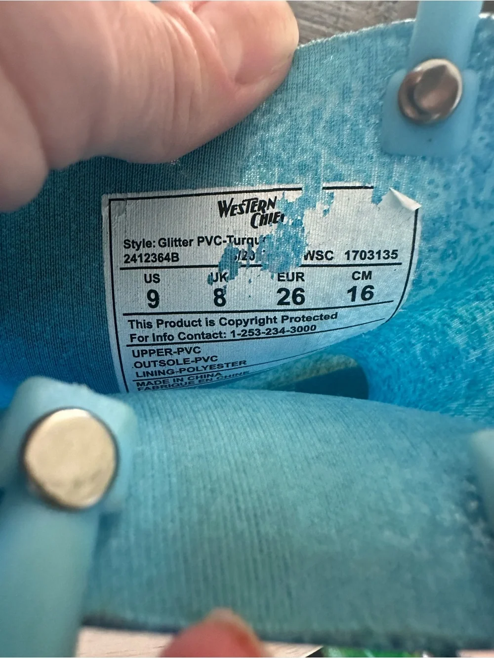Western Chief Turquoise Blue Glitter waterproof Rain Boots